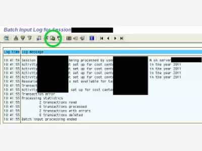 SAP export LSMW batch input session results : Fig 5 : LSMW log print 