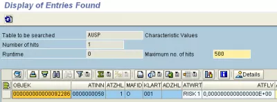 Найти классификацию материалов в SAP : Рис. 4: таблица SAP, AUSP
