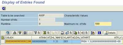 ค้นหาการจำแนกประเภทวัสดุใน SAP : รูปที่ 4: ตาราง SAP, AUSP