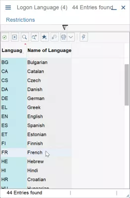SAP GUI: ¿Cómo cambiar el idioma? Solución de problemas : Lista de idiomas de inicio de sesión de SAP