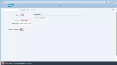 SAP GUI: Comment changer de langue? Dépannage : Erreur de sélection de la langue de connexion SAP: sélectionnez l'une des langues installées