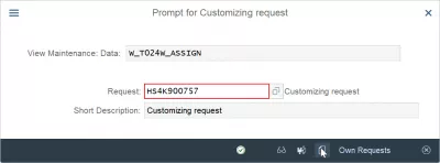 Cómo crear una solicitud de personalización en SAP : Solicitud de personalización entered in prompt for solicitud de personalización