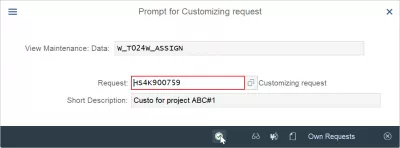 How to create customizing request in SAP : Customizing request entered in prompt for customizing request