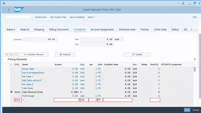 How to create sales order in SAP S/4 HANA : Sales order pricing conditions tab