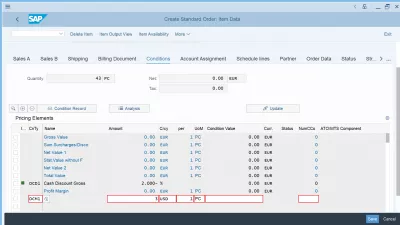 SAP S/4 HANA में विक्रय ऑर्डर कैसे बनाएं : बिक्री आदेश मूल्य निर्धारण की स्थिति टैब