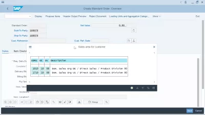 So legen Sie einen Kundenauftrag in SAP S/4 HANA an : Wählen Sie Kundenvertriebsorganisation, Vertriebsweg und Abteilung in VA01 aus