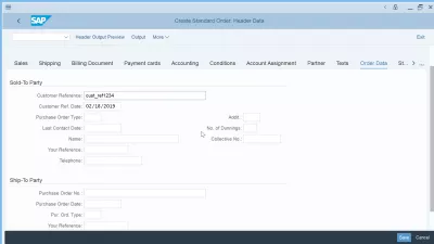 So legen Sie einen Kundenauftrag in SAP S/4 HANA an : Kundenauftragsdaten