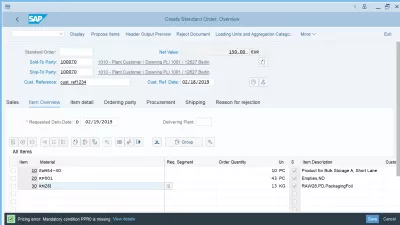 How to create sales order in SAP S/4 HANA : Entering sales order product lines