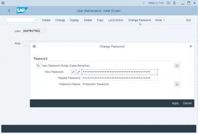 ¿Cómo Restablecer Y Cambiar La Contraseña De SAP? : Changing SAP password in SAP password change Tcode SU01 - Mantenimiento del usuario