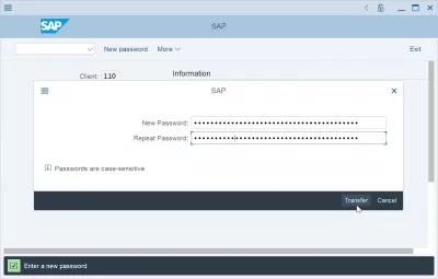 Comment Réinitialiser Et Changer Le Mot De Passe SAP? : Saisie du nouveau mot de passe de l'utilisateur dans l'écran de connexion SAP