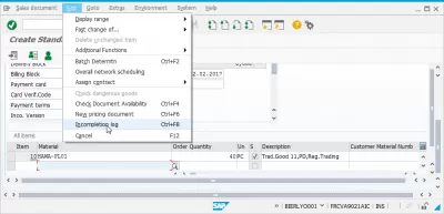 How to solve the problem with SAP Sales Order Incompletion log? : Open the incompletion log from a sales order