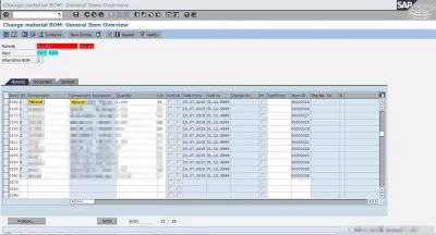 Cum se schimbă BOM în SAP : Figura 4: SAP CS02 Schimbarea materialului BOM: Prezentare generală a articolului Actualizare material element