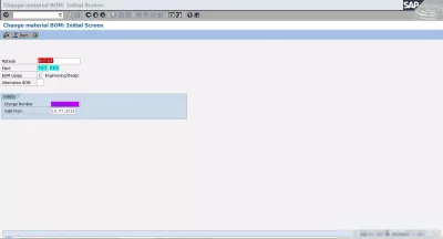 How to change BOM in SAP : Fig 5 : SAP CS02 Change material BOM: Initial Screen Enter material, plant and change number