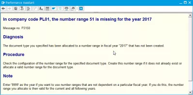 Number range is missing for the year : In company code the number range is missing for the year message number F5150