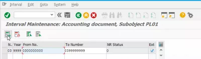 In company code, the number range is missing for the year : Transaction FBN1 interval maintenance: accounting document, subobject