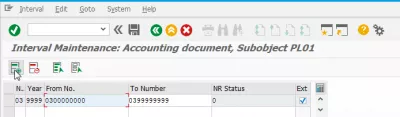 Number range is missing for the year : Transaction FBN1 interval maintenance: accounting document, subobject