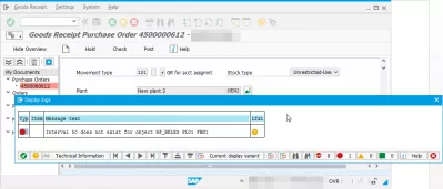 Interval does not exist for object RF_BELEG : Interval does not exist for object RF_BELEG issue during goods receipt purchase order creation