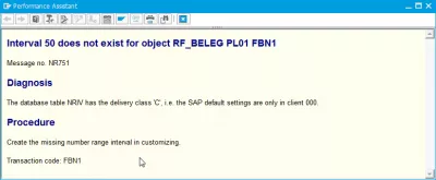 Interval ne obstaja za objekt RF_BELEG : Interval ne obstaja za objekt RF_BELEG error number NR751 description