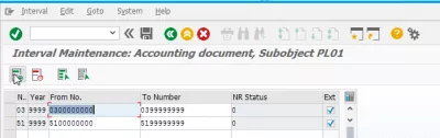 Interval does not exist for object RF_BELEG : Maintenance of a number range in transaction FBN1