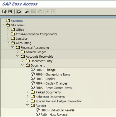 Reversió de la massa de factura a SAP : Tcode de reversió de massa en accés fàcil a SAP