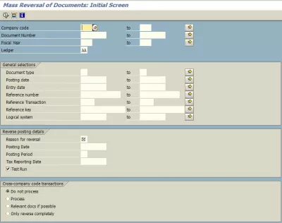 Reversión masiva de facturas en SAP : Inversión masiva de documentos de la pantalla inicial.