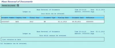 Reversió de la massa de factura a SAP : Revocació de massa de documents