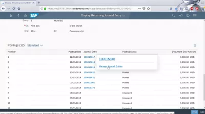 How to manage recurring journal entries in FIORI apps? : Recurrence details and postings