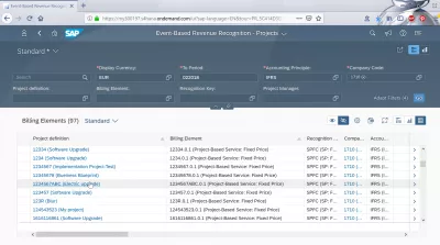 Manage my timesheet and event-based revenue recognition in SAP Cloud : Finding project using filters in event based revenue recognition