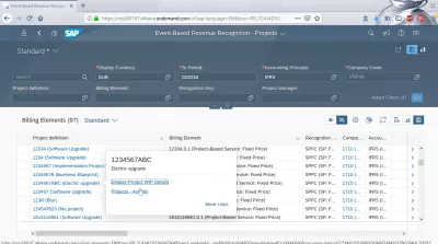 Manage my timesheet and event-based revenue recognition in SAP Cloud : Project found in event based revenue recognition SAP FIORI interface