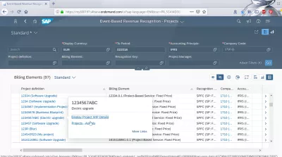 Керуйте моїм розкладом та визнанням доходу на основі подій у SAP Cloud : Проект знайдений в інтерфейсі SAP FIORI на основі визнання доходу