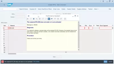 SAP: The material does not exist or is not activated M3305 : Error message M3305 the material does not exist or is not activated