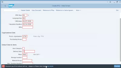 SAP RFQ 오류 해결 ME013 문서 유형이 문서에 허용되지 않습니다. 범주 : RFQ 오류 ME013 문서에 문서 유형이 허용되지 않습니다. 범주