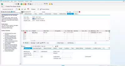 ME21N create purchase order in SAP : Purchase order creation organizational master data selection in SAP purchase order tcode ME21N