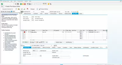 ME21N create purchase order in SAP : Purchase order header tabs