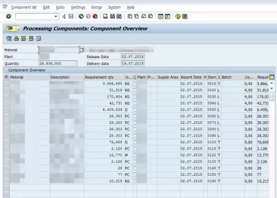 Non è possibile determinare alcun componente SAP : Ordine d'acquisto con componenti di elaborazione