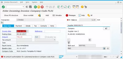 No amount authorization for customers vendors in company code message number F5155 : No amount authorization for customers vendors in company code error when entering incoming invoice