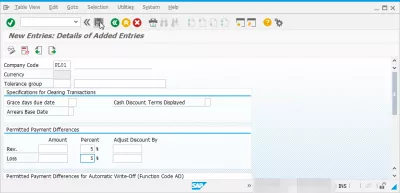 No amount authorization for customers vendors in company code message number F5155 : New entry for permitted payment differences