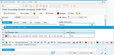 Kuinka ratkaista SAP VIRHEMINEN VAIN syöttövero on sallittua laskun luomisen aikana