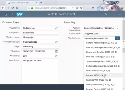 כיצד לתכנן פרויקט לקוח ב- SAP Cloud? : יצירת פרויקט לקוח