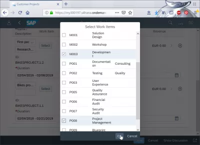 How to plan a customer project in SAP Cloud? : Selecting work items