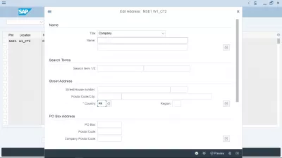 Creați o locație de plantă în SAP Logistics : Adresa de locație nouă