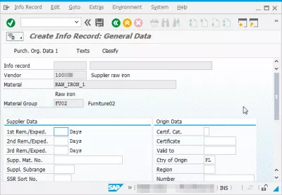 د SAP MM S4HANA په اړه د پیرود معلوماتو ریکارډ : ME11 د معلوماتو ریکارډ عمومي ډاټا جوړول