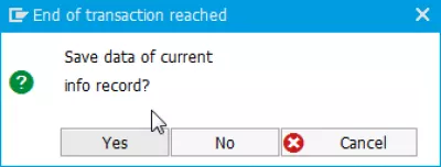 Purchase Info Record in SAP MM S4HANA : End of transaction reached save data of current info record