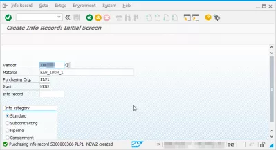 ទិញទិន្នន័យព័ត៌មានក្នុង SAP MM S4HANA : បានបង្កើតកំណត់ត្រាព័ត៌មានទិញ