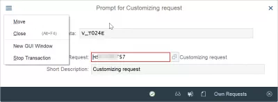 Purchasing organization in SAP explained: creation, assignment, tables : Prompt for customizing request