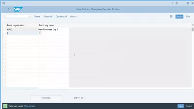 Spiegazione dell'organizzazione acquisti in SAP: creazione, assegnazione, tabelle : Organizzazione acquisti creata