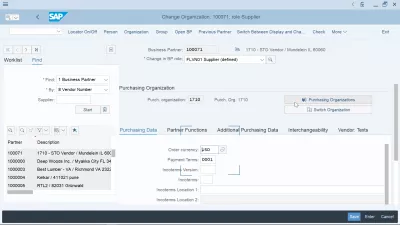 Purchasing organization in SAP explained: creation, assignment, tables : How to assign vendor to purchase organization in SAP? In transaction BP business partner