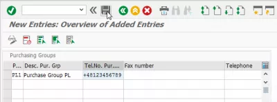 Purchasing group in SAP : Entering a new purchasing group and saving