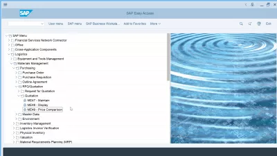 How to perform quotation price comparison in SAP? : Price comparison transaction ME49 in SAP tree