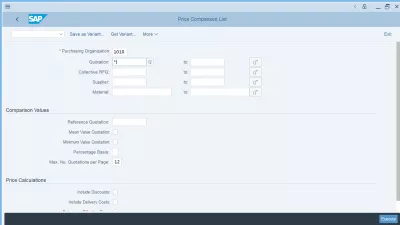 How to perform quotation price comparison in SAP? : Price comparison list select